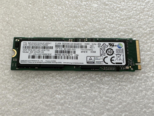 For Hp 935350-001 Samsung MZVKW512HMJP SM961 NVMe SSD Solid State Drive 512GB