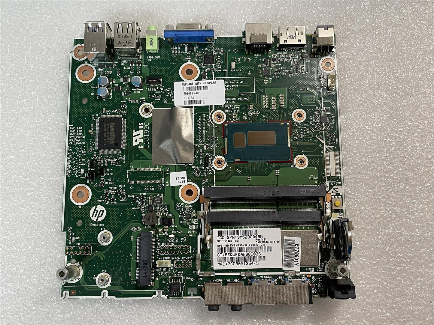 For HP 260 G1 Desktop Mini Motherboard 791401-001 Intel Core i3- 4030U NEW