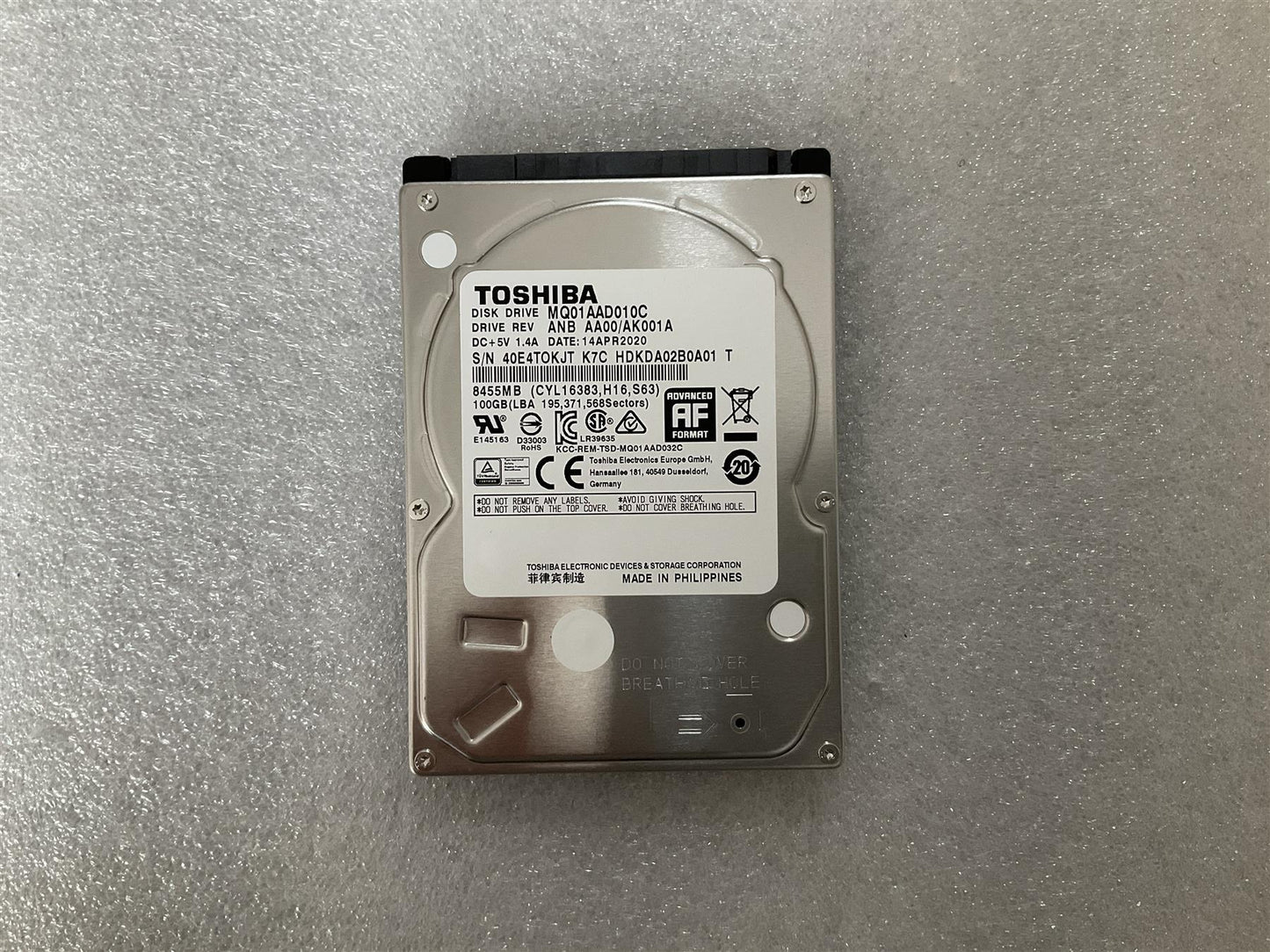 TOSHIBA Automotive MQ01AAD010C 100GB 2.5 inch 4200 RPM SATA HDD Hard Disk Drive