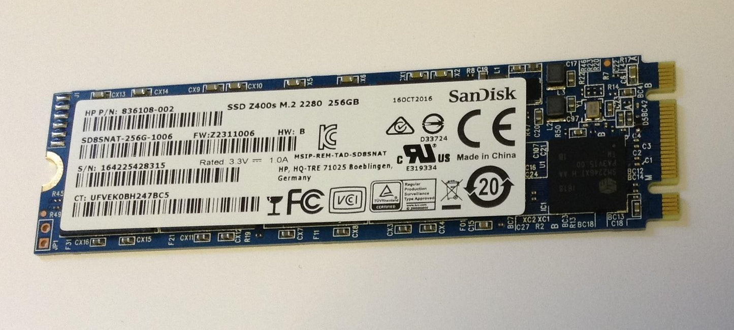 SSD Drive m.2 2280 256GB 836108-002 SD8NAT SD8NAT-256G-1006 Z400s 861335-001 256 GB