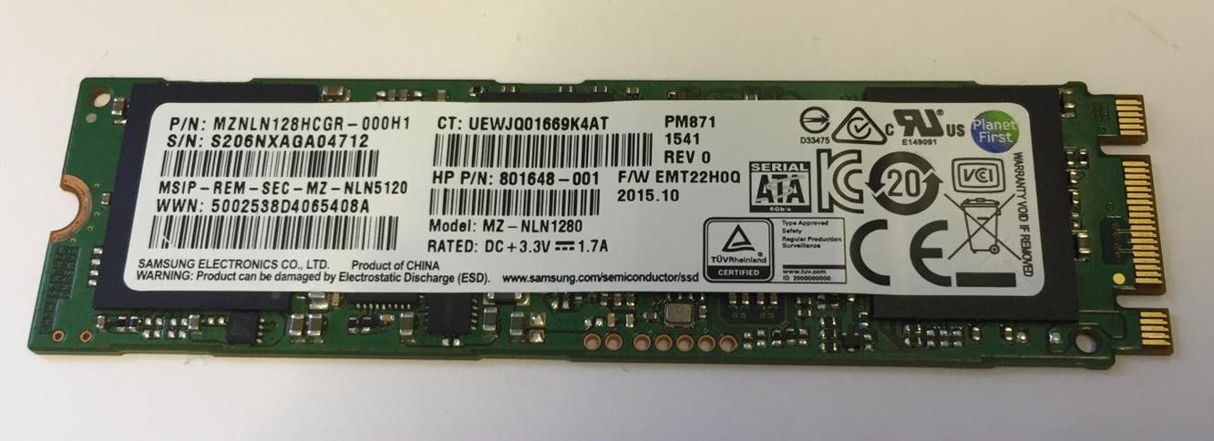 SSD m.2 2280 128GB 844862-001 MZNLN128HCGR-000H1 M.2 SSD Drive 128GB Samsung