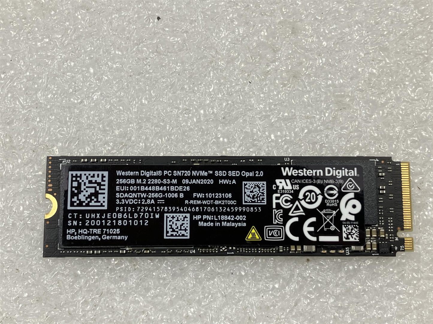 For HP L32554-001 Western Digital SN720 Solid State Drive SSD 256GB NVMe OPAL2