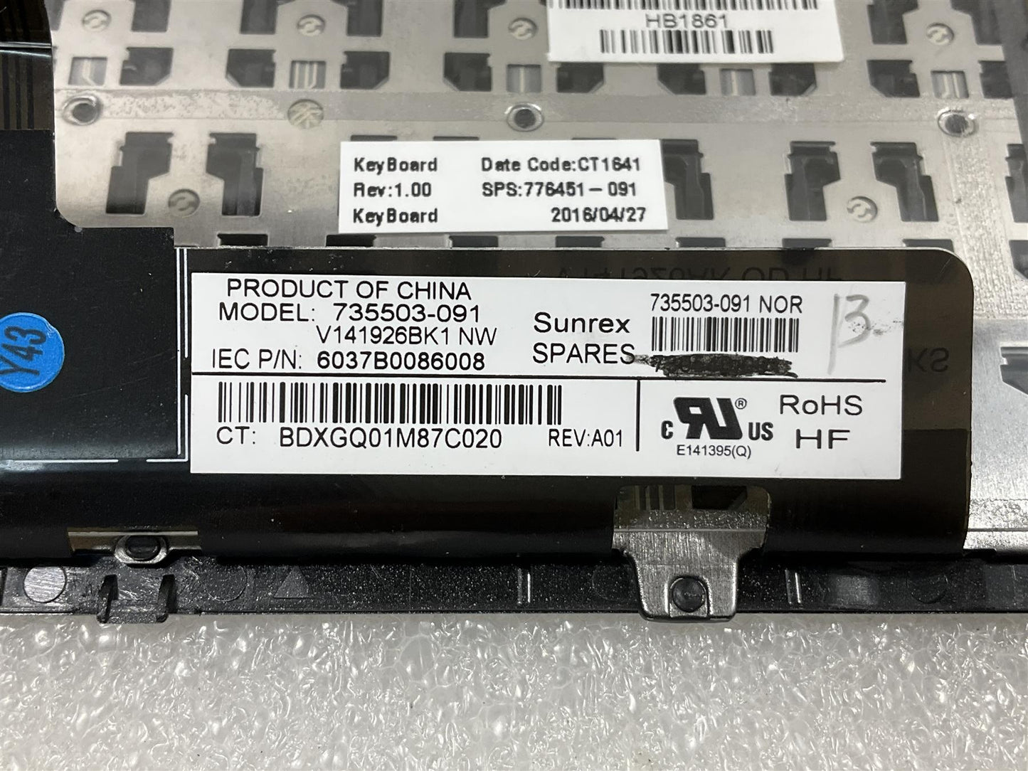 for HP EliteBook 720 725 820 825 G1 G2 776451-091 Norway Norwegian Keyboard NEW
