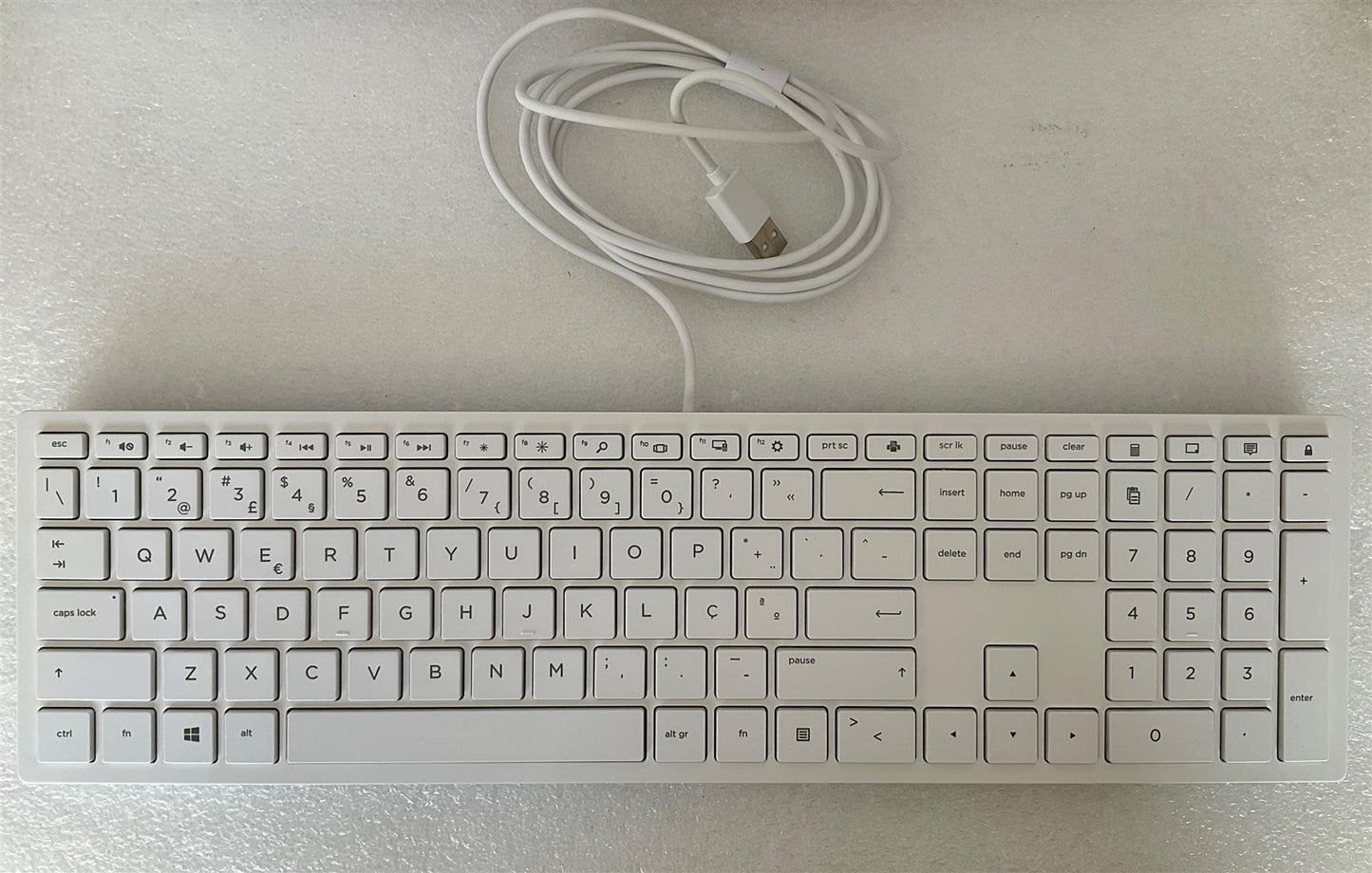 For HP White Cheddar 928517-131 Portoguese Layout USB Wired Keyboard Mouse NEW