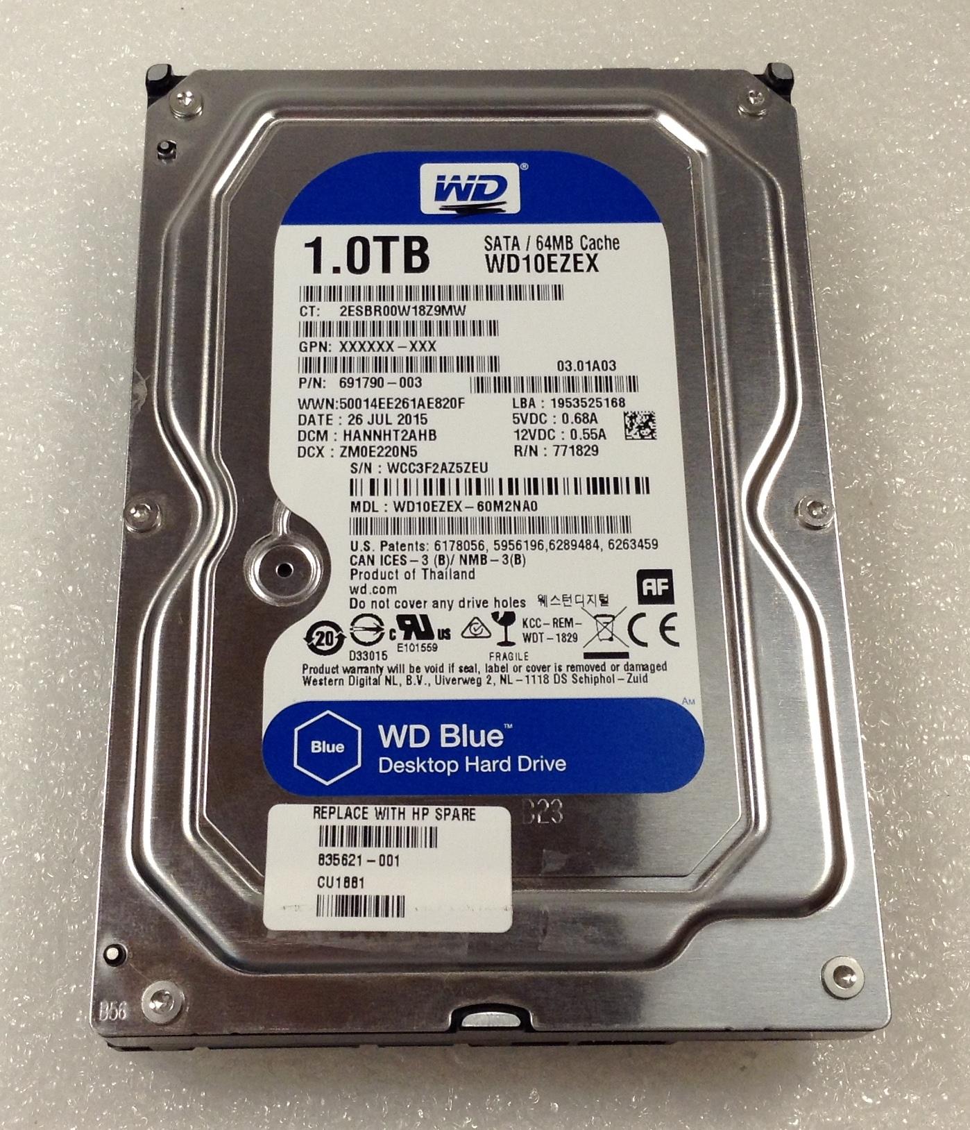 HP HDD 835621-001 1TB WD SATA-6G 512e Locked NEW Genuine Original