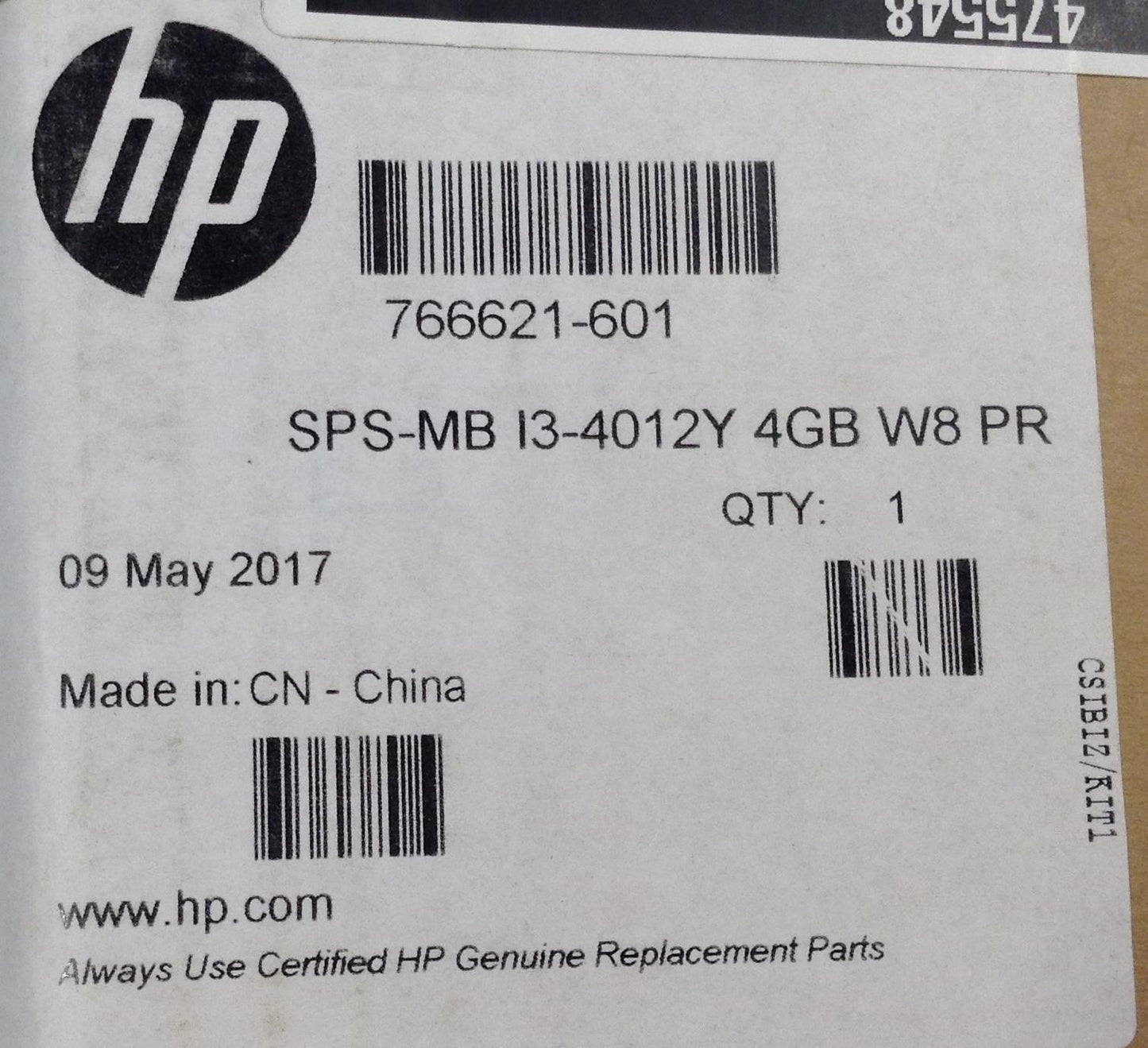 HP 612 Tablet Pc 766621-601 I3-4012Y 4GB Motherboard NEW