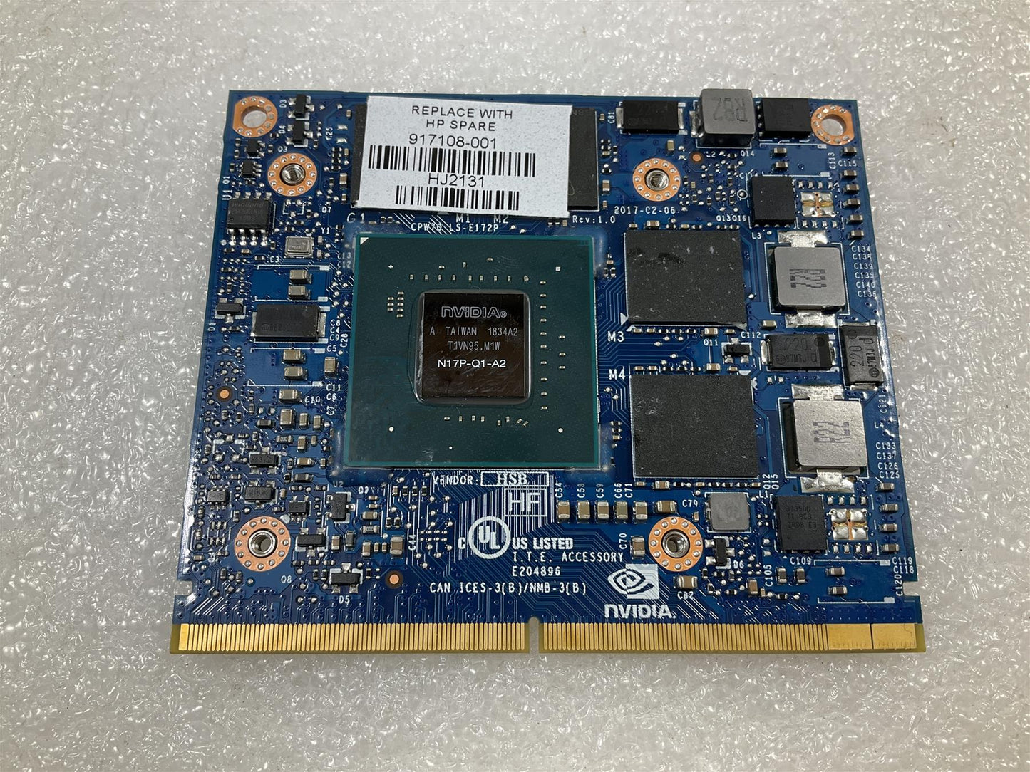 HP ZBook 17 G4 917108-001 NVIDIA Quadro M1200 4GB Graphics Card GPU N17P-Q1-A2