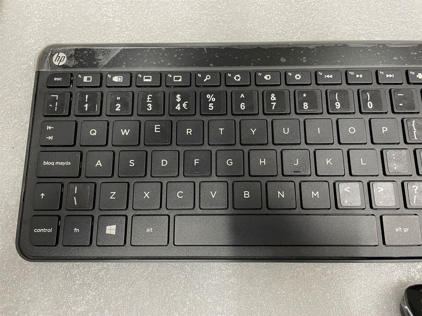 HP 789404-031 USB Wireless Keyboard Mouse Black UK English Sticker ERK-321A NEW