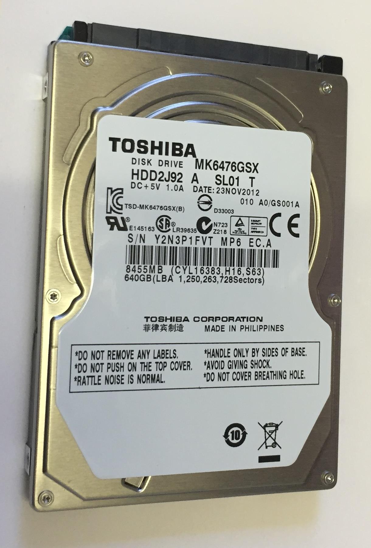 for HDD 640GB 2.5 MK6476GSX 640GB 2.5 HDD Toshiba 645216-001 NEW