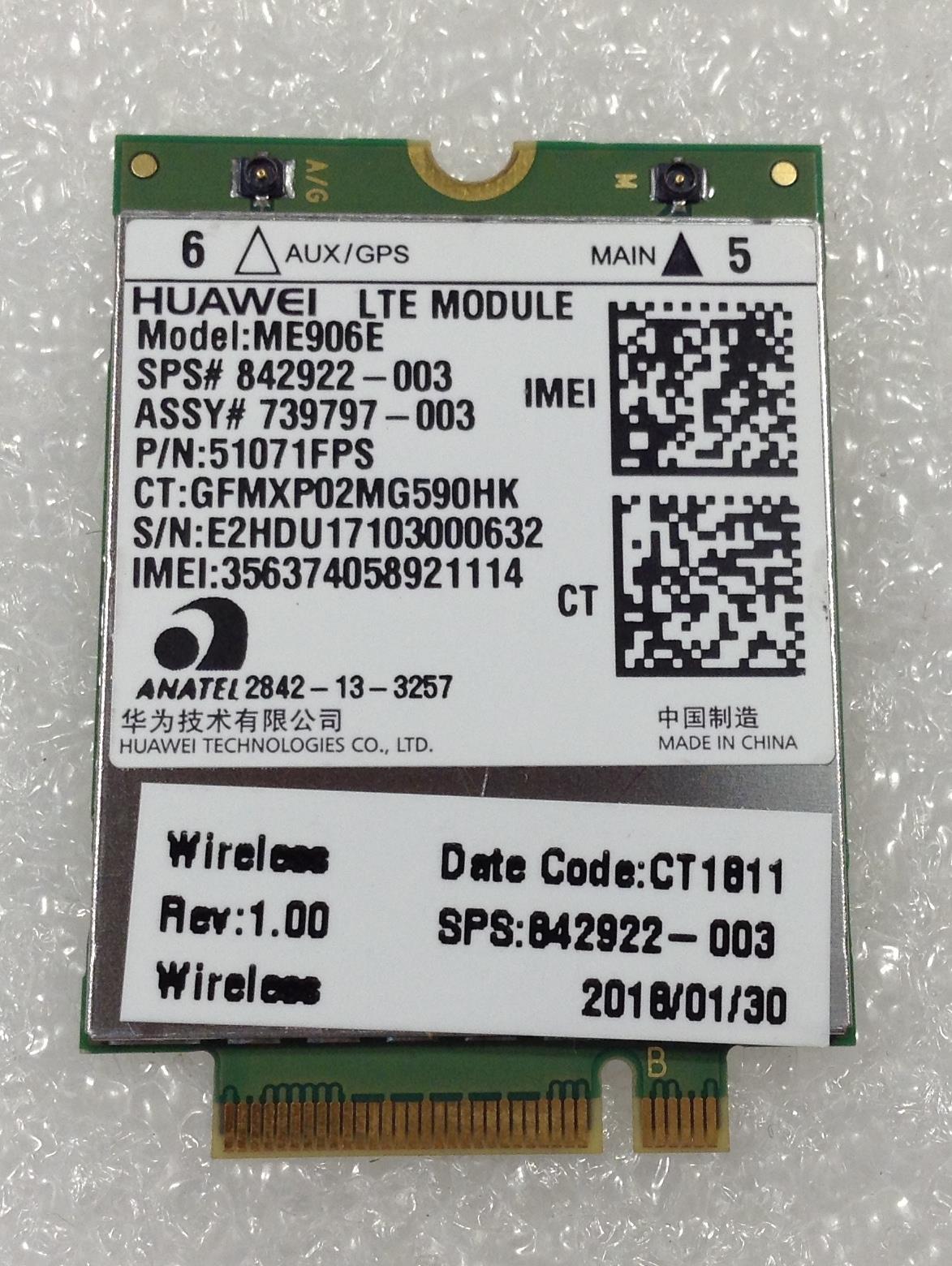 HP 842922-006 WWAN ME906E ME906s ME906E 842922-003 702199-002 EMEA LTE with GPS M.2 Huawei 51071FPS Genuine NEW