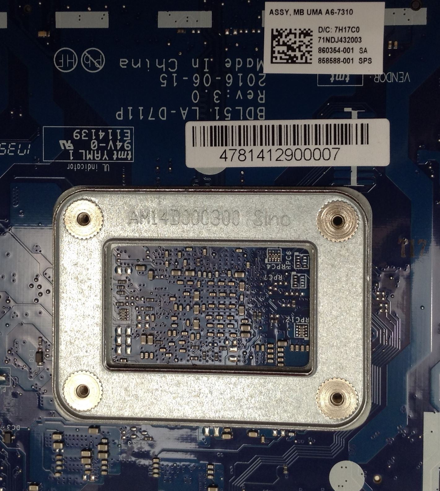 HP 255 G5 Notebook  A6-7310  858588-001 Motherboard Mainboard Main System Mother Board Systemboard