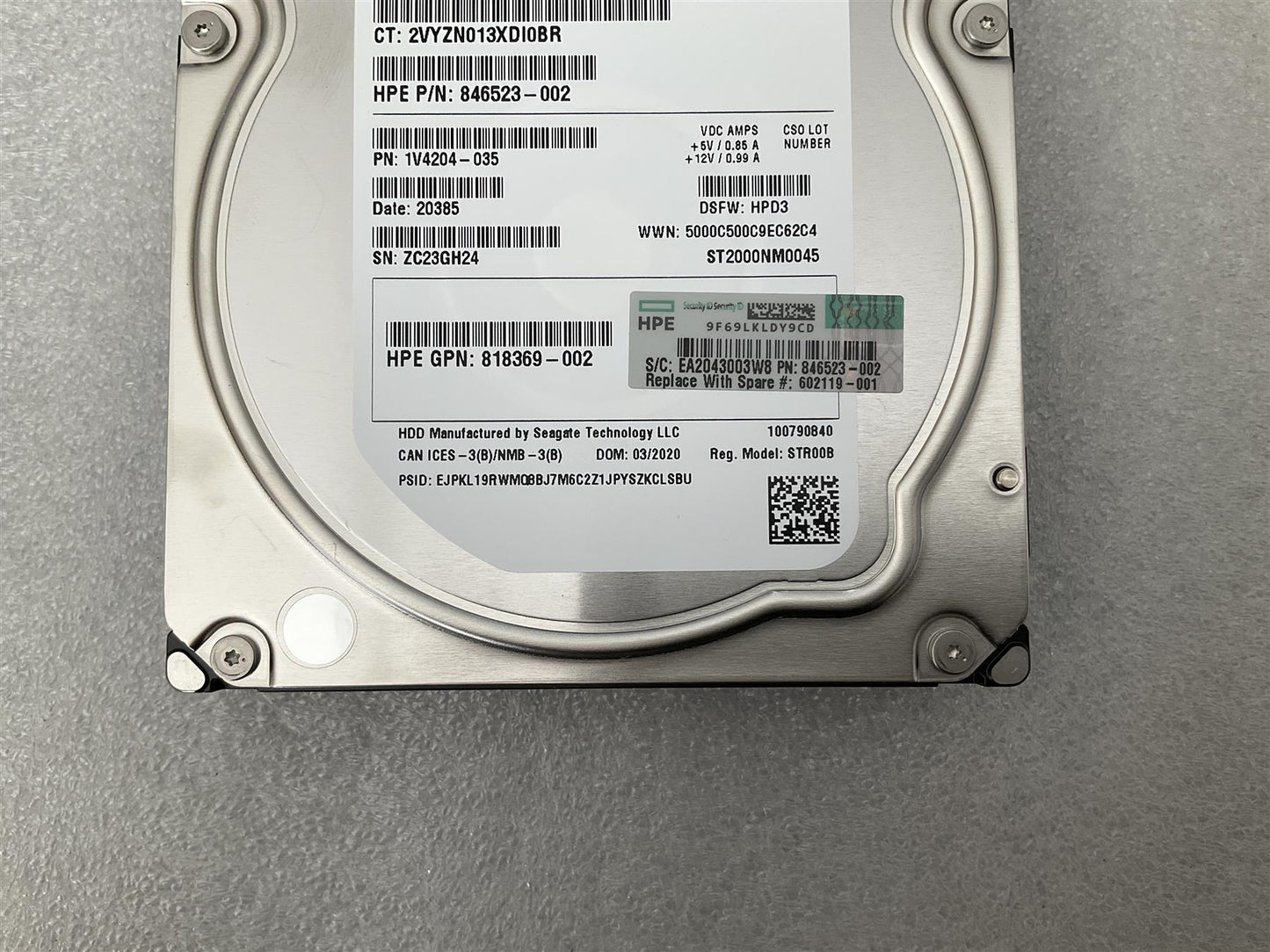 HP 846523-002 MB2000JVYZN Seagate ST2000NM0045 HDD Hard Disk Drive 2TB SAS NEW