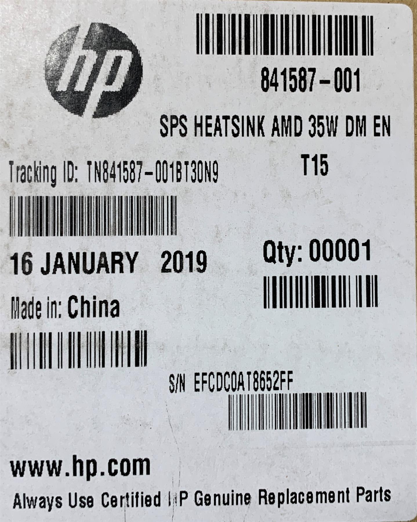 HP EliteDesk 705 G2 Desktop Mini 841587-001 35W AMD Heatsink Genuine NEW