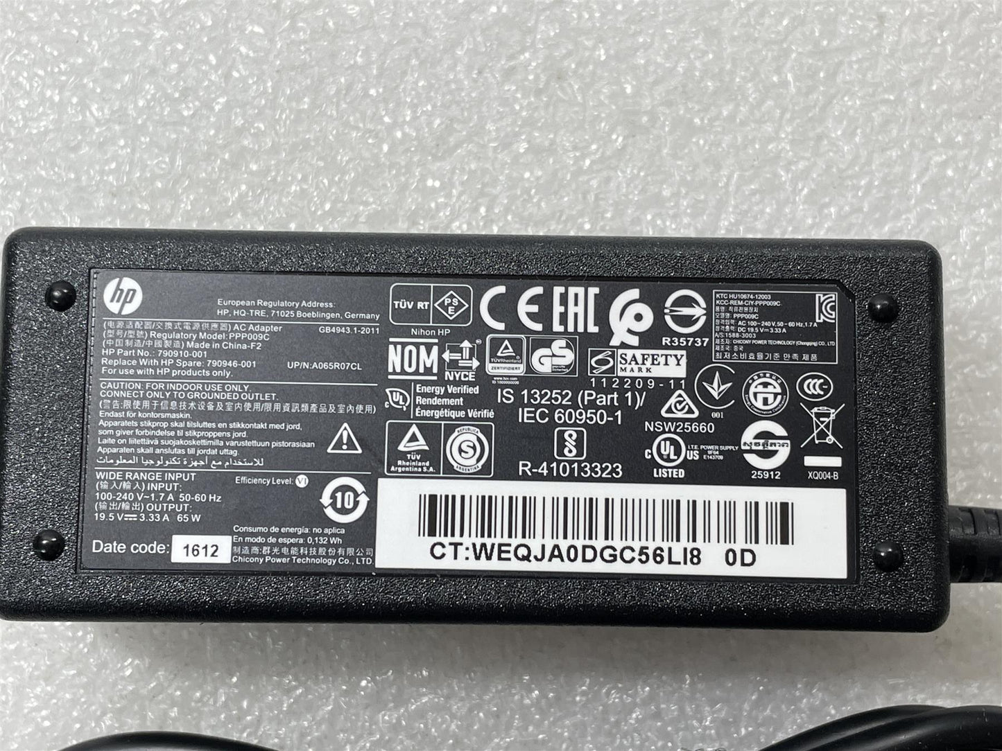 For HP EliteBook 8470p 790946-001 790710-001 AC Adapter PPP009C 19.5V 3.33A 65W Charger NEW