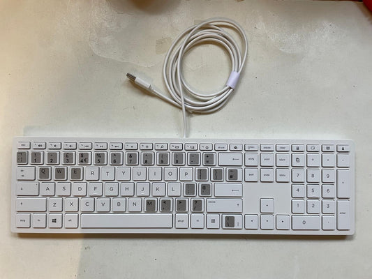 For HP White Cheddar 928517-031 USB Wired UK English Keyboard With Stickers NEW