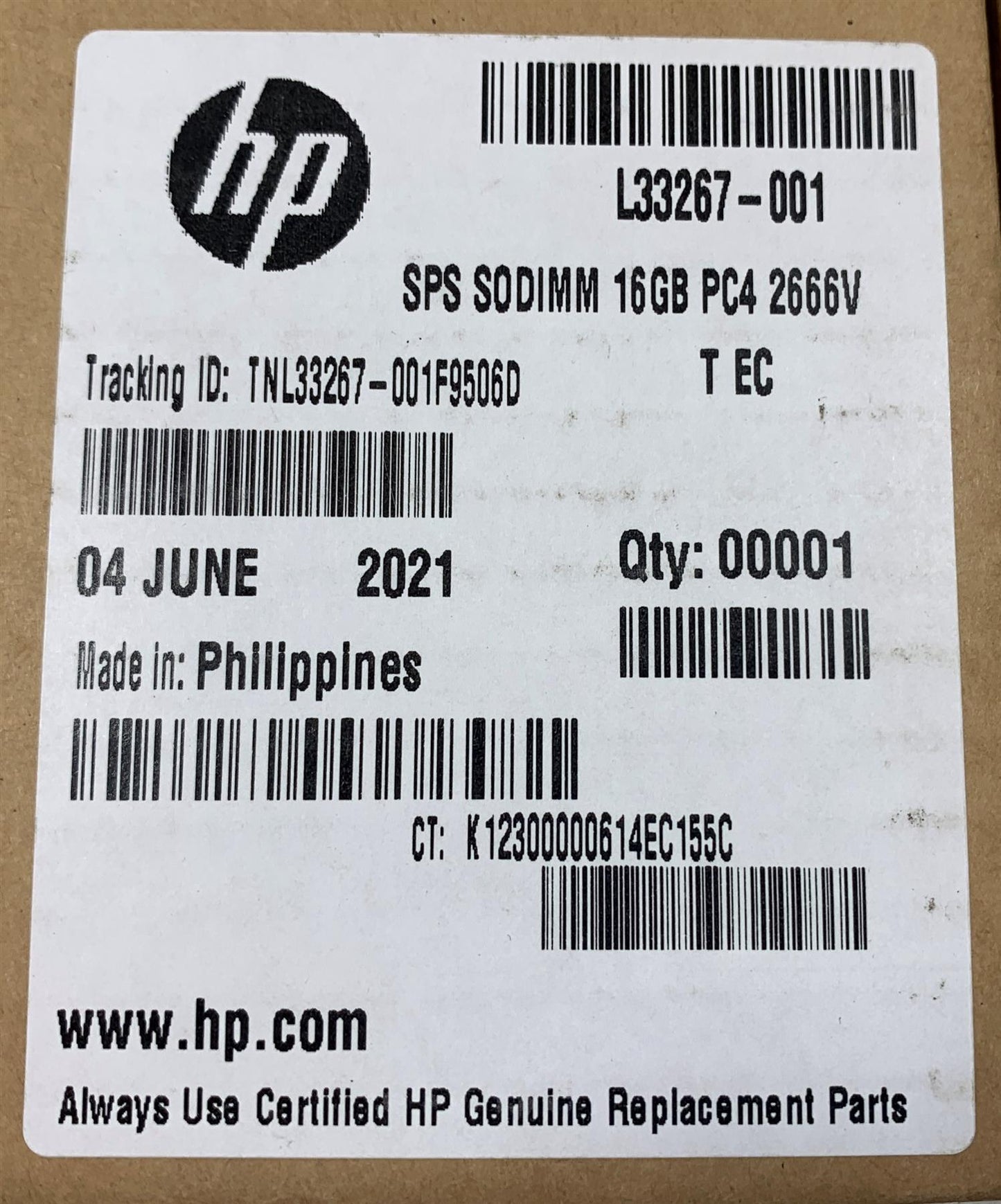 HP L33267-001 Samsung M474A2K43BB1-CTDQ Ram Memory DDR4 16 GB PC4 2666 MHz NEW