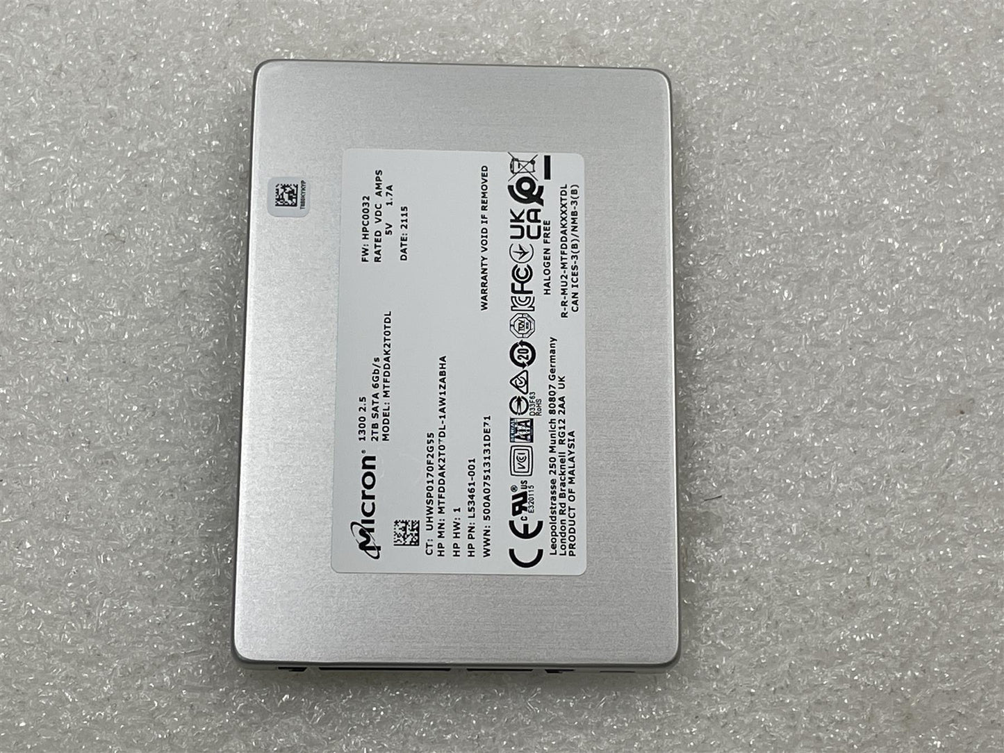 HP M09868-001 Micron 1300 SSD 2TB 2.5 inch SATA MTFDDAK2T0TDL Solid State Drive