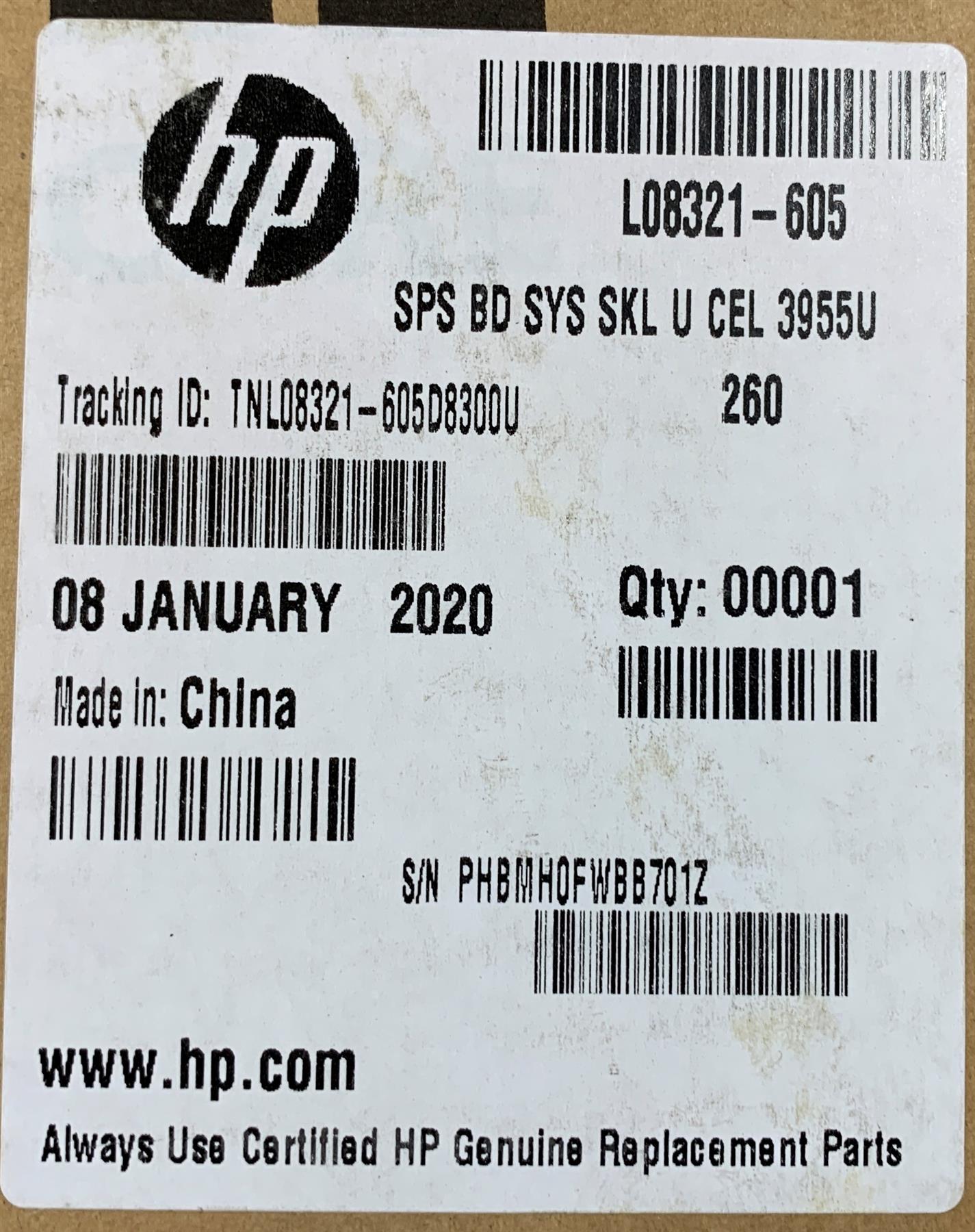 HP 260 G2 Desktop Mini L08321-605 005 940092 Intel Celeron 3955U Motherboard NEW