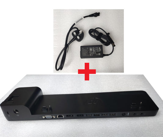 HP Docking D9Y32AA D9Y32AA#ABU UltraSlim Laptop Docking Station and 65w PSU Power Adapter UltraSlim Docking Station HSTNN-Ix10 727347-001 732252-001