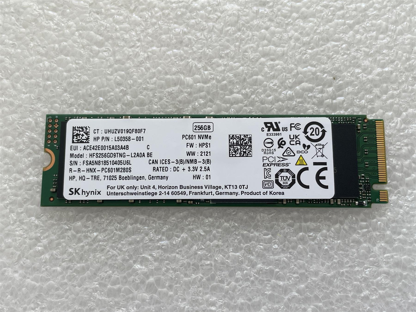 For Hp L22085-001 SK Hynix L50358-001 256GB M.2 NVMe PC601 SSD Solid State Drive