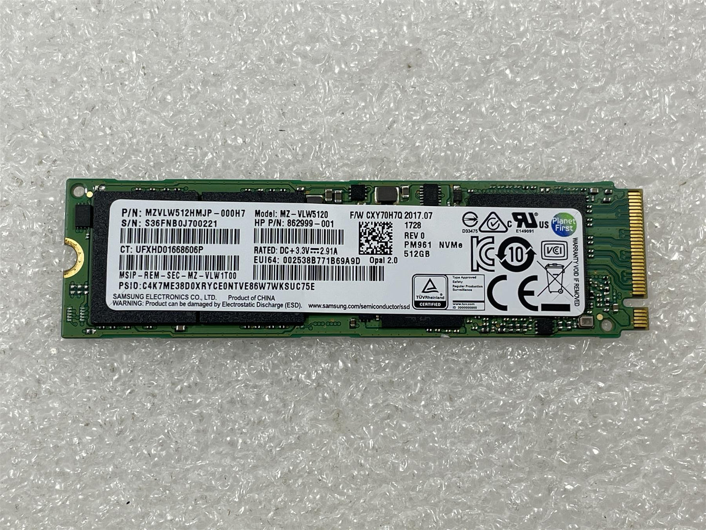 HP 917760-001 Samsung Solid State Drive SSD 512GB PM961 M.2 NVMe MZVLW512HMJP