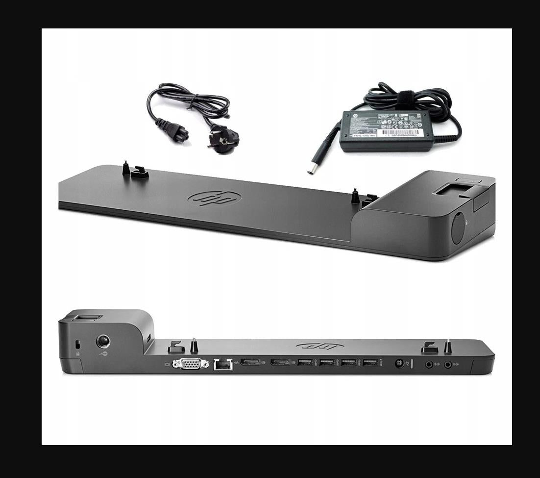 For HP Docking D9Y32AA D9Y32AA#ABU UltraSlim EliteBook Laptop Docking Station and 65w PSU Power Adapter
