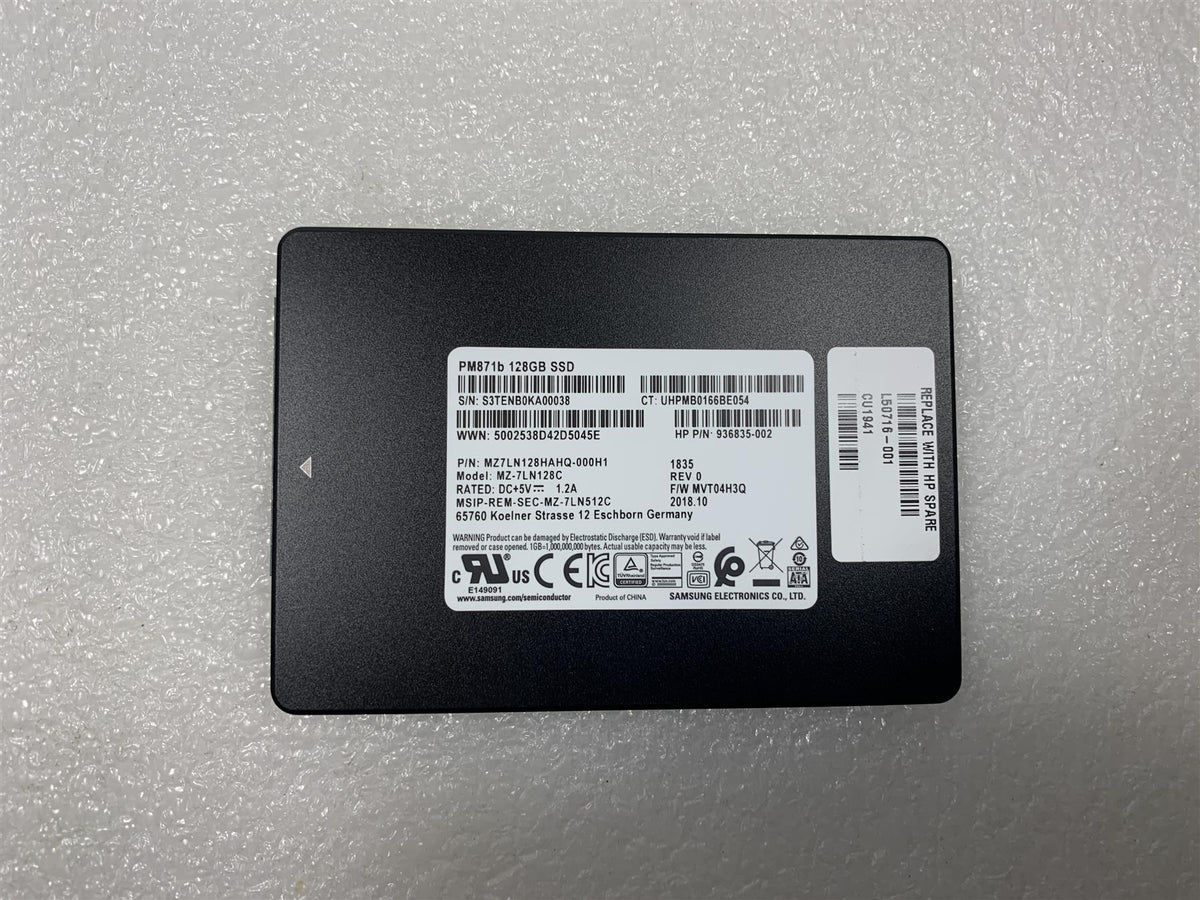 A111 652181-002 - HP L50716-001 Samsung Solid State Drive 128 GB SSD PM871B Genuine Original NEW