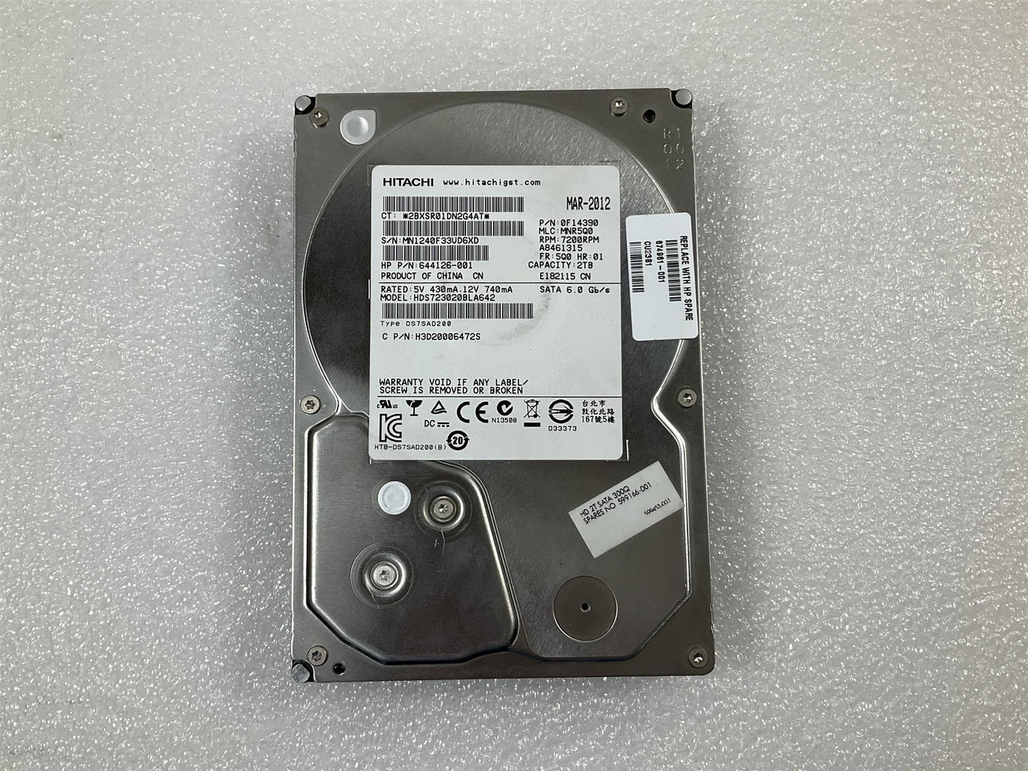 HP 674961-001 Hitachi HDS723020BLA624 Hard Disk Drive SATA HDD 2TB 3.5 inch NEW