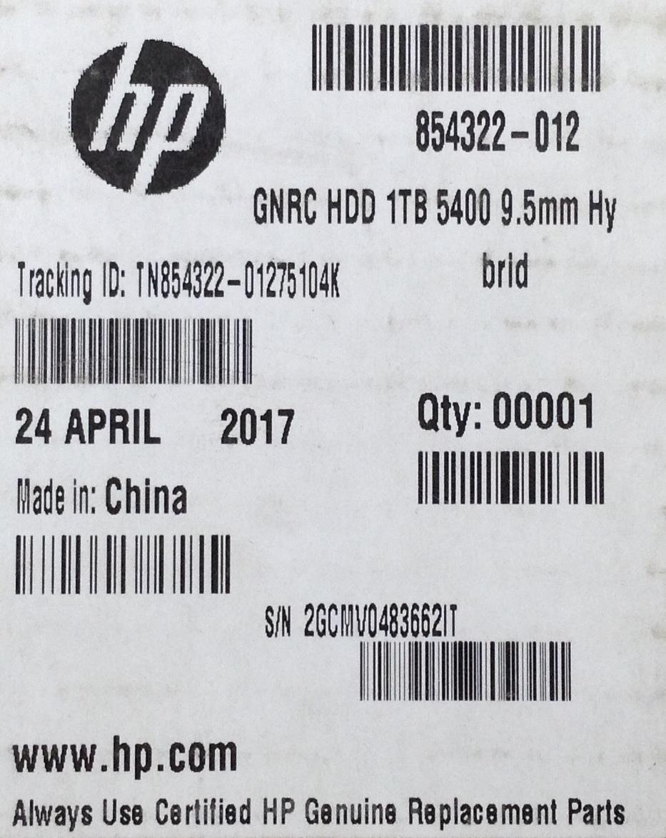 HP SPT AIO 854322-012 1TB SSHD Hybrid 2.5" 9.5mm 5400rpm HDD Genuine Original