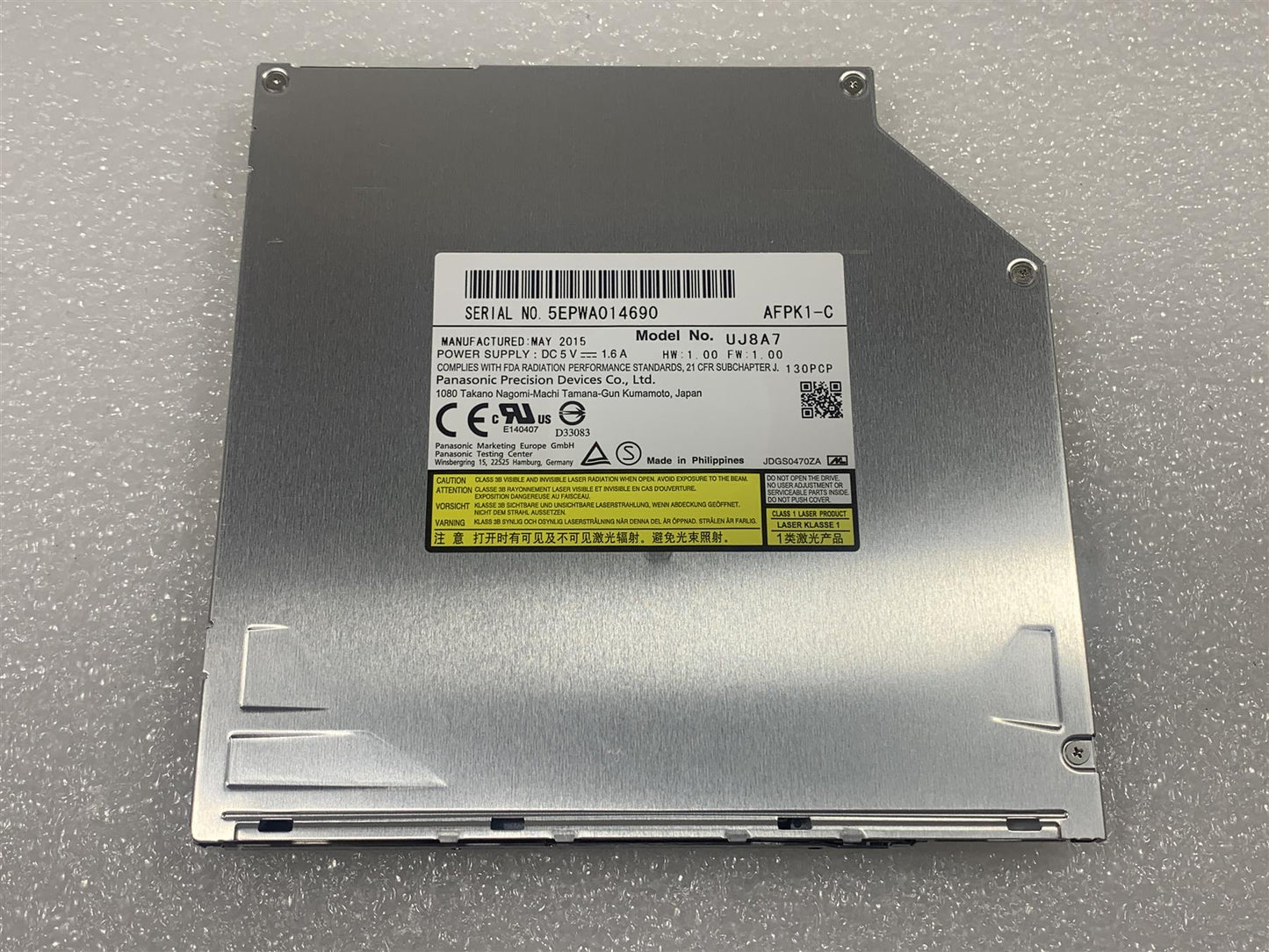 For Dell 0CVGKW Panasonic UJ8A7 DVD-RW DVD Writer Burner Player SATA 9.5mm Slot AFPK1-C NEW
