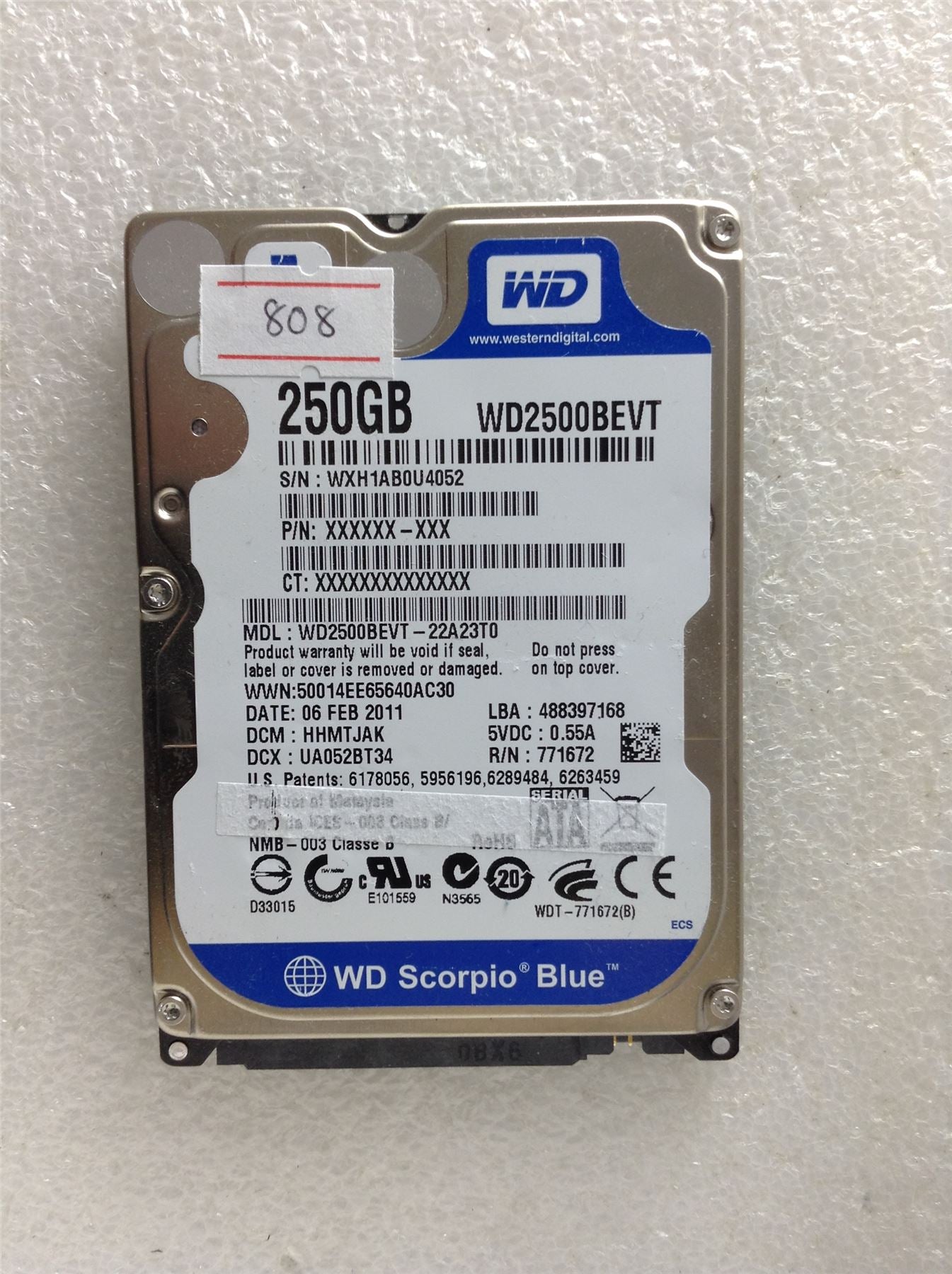 Hard Disk Drive HDD spares parts FAULTY WESTERN DIGITAL 250GB WD2500BEVT-22A23T0