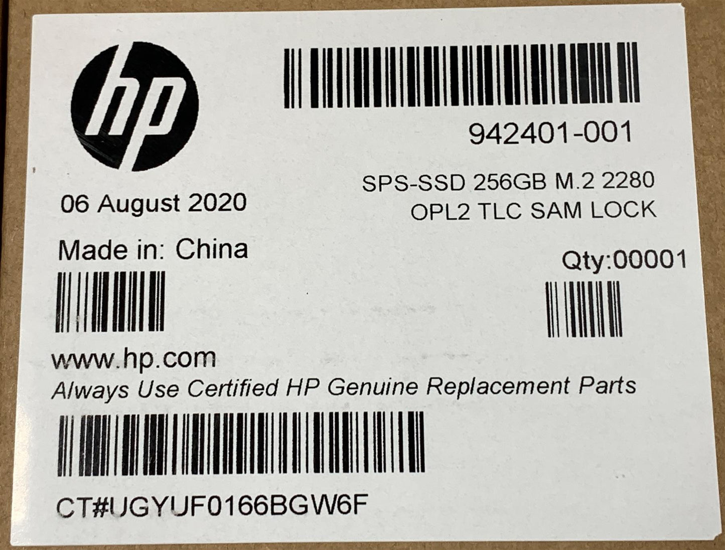 HP 942401-001 L11634-001 Samsung SSD 256GB m.2 2280 NVMe MZ-VLB2560 Genuine NEW