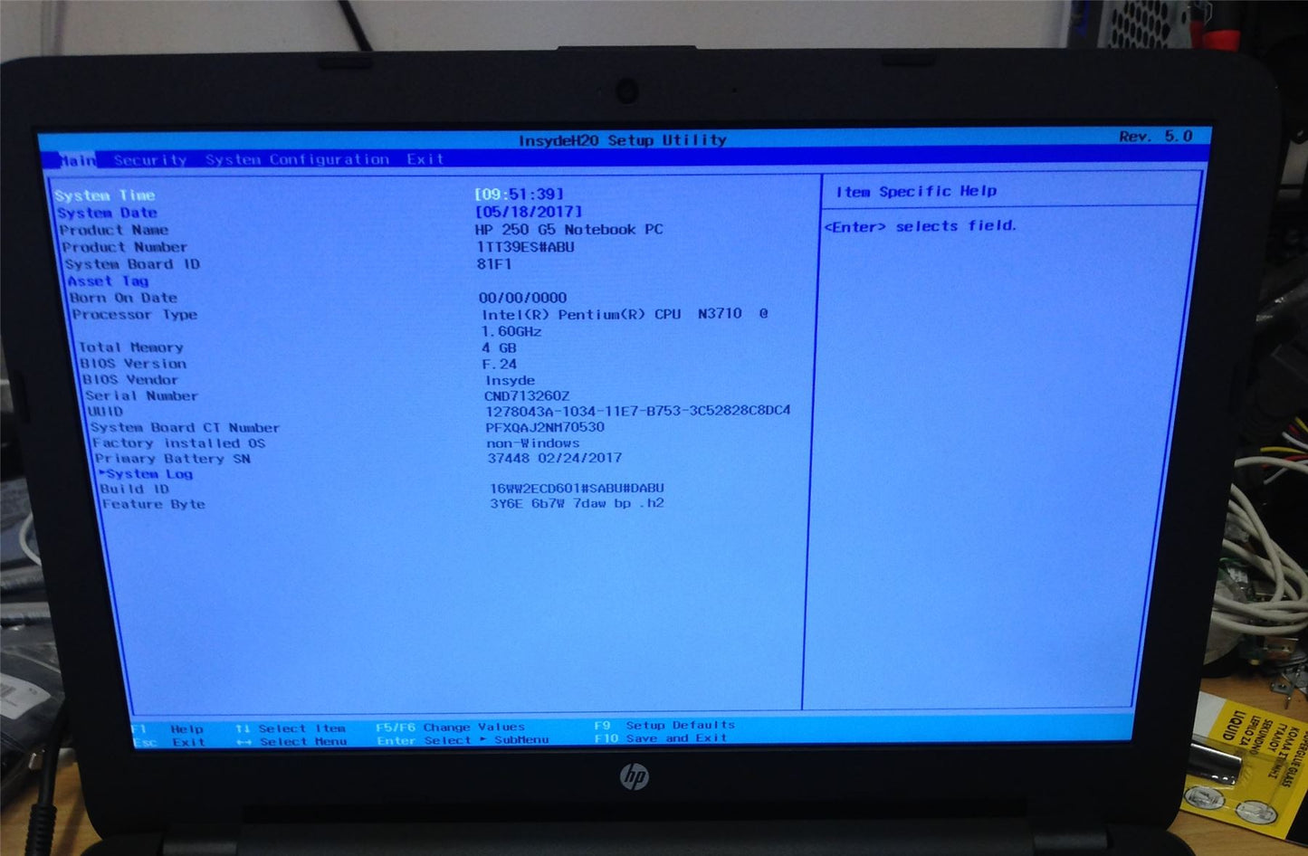 HP 250 G5 1TT39ES MOTHERBOARD Mainboard 858584-001 LA-D702P Intel N3710 1.60 GHz