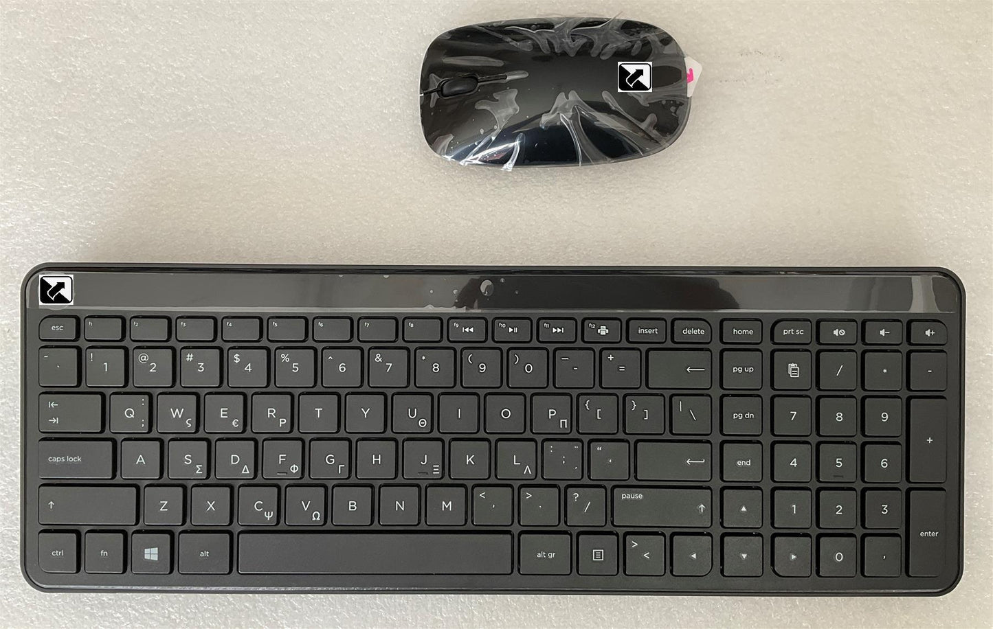 HP Yellowstone Vesuvius 801523-151 801523-152 Greek USB Wireless Keyboard Mouse