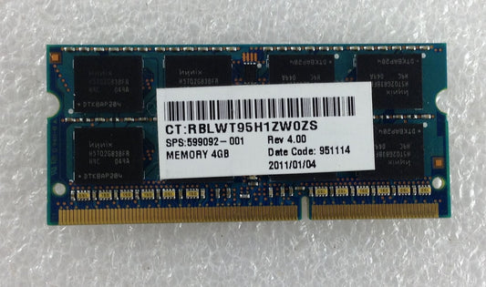 HP Envy 14T 1100 14 4 GB DDR3 PC3 RAM Memory SO-DIMM 599092-001 10600S Used