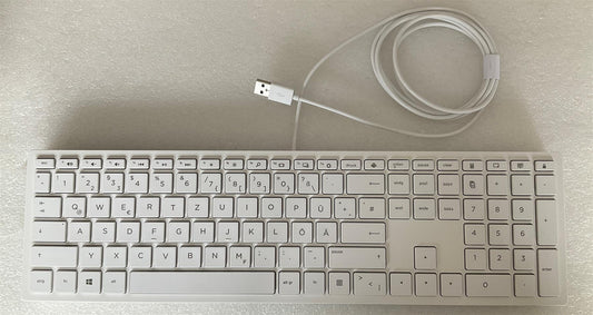 For HP White Cheddar 928517-041 German Layout USB Wired Keyboard Genuine NEW