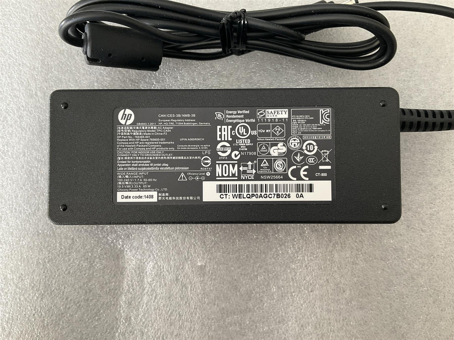 for HP 765600-001 764465-001 TPC-CA54 AC Power Adapter Charger 65W Genuine NEW