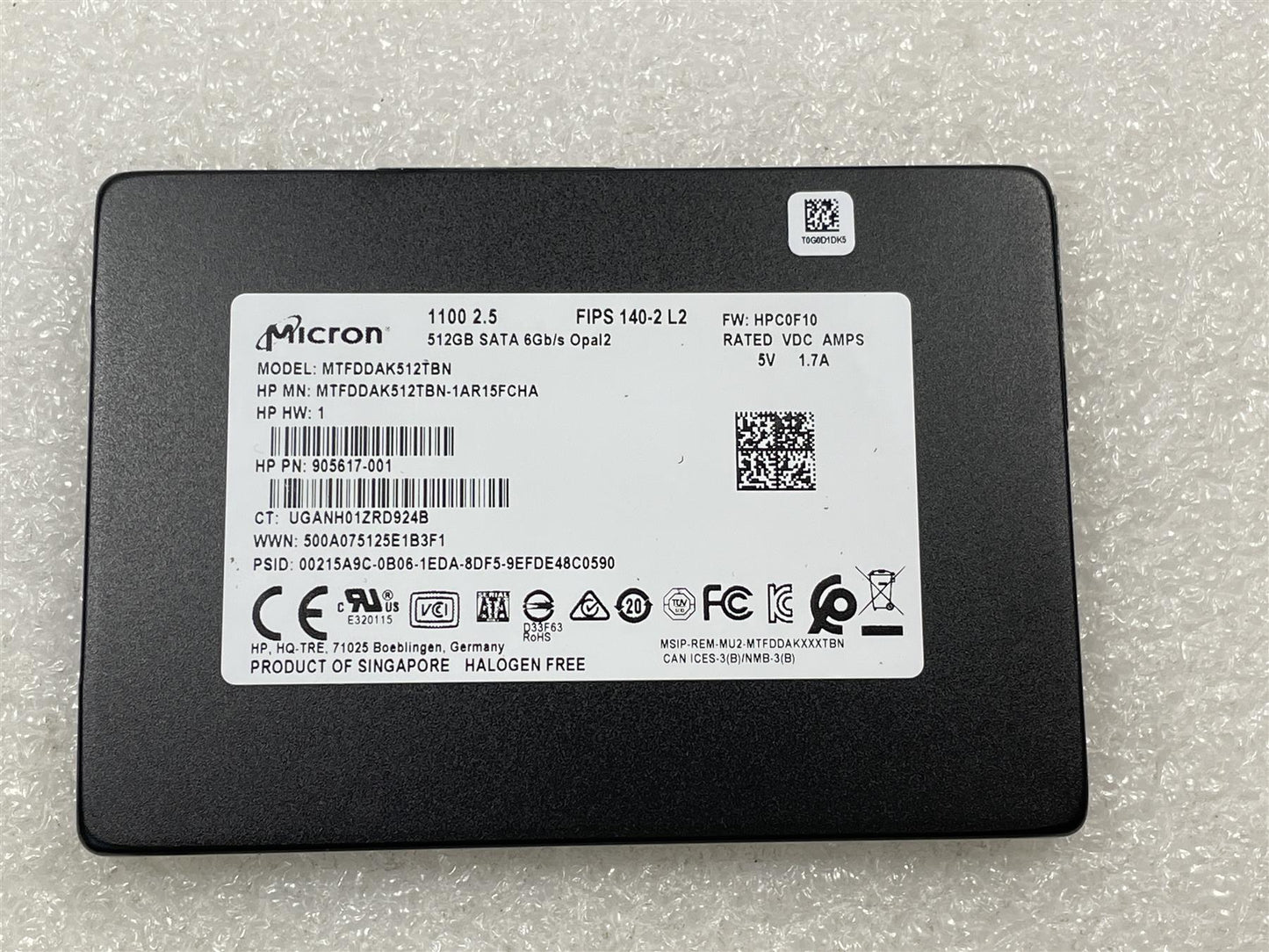 For HP 932537-850 Micron 1100 2.5 Solid State Drive SATA SSD 512GB MTFDDAK512TBN