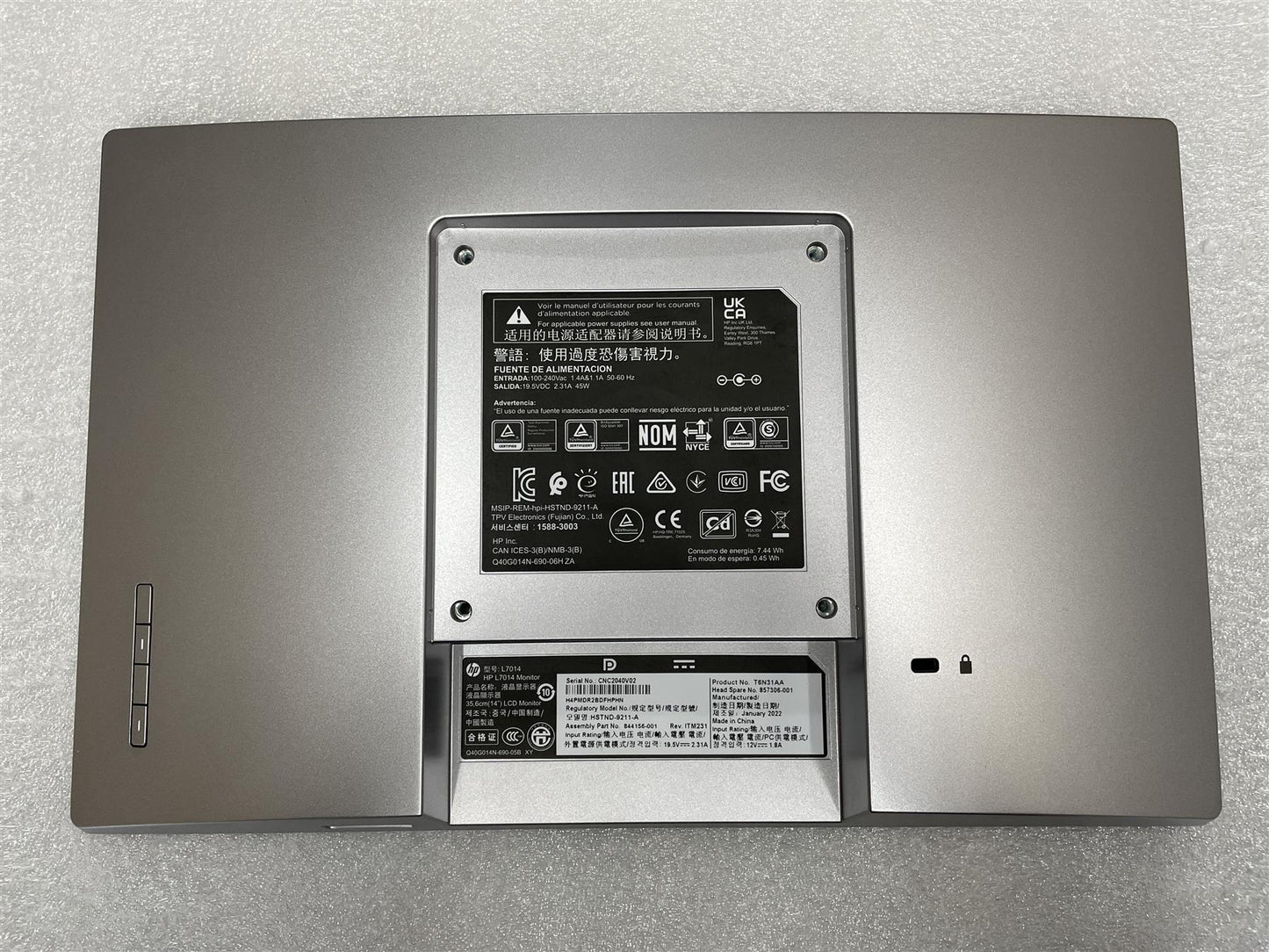 for HP L7014 RPOS Monitor 857306-001 T6N31AA HSTND-9211-A 14 inch Screen Display