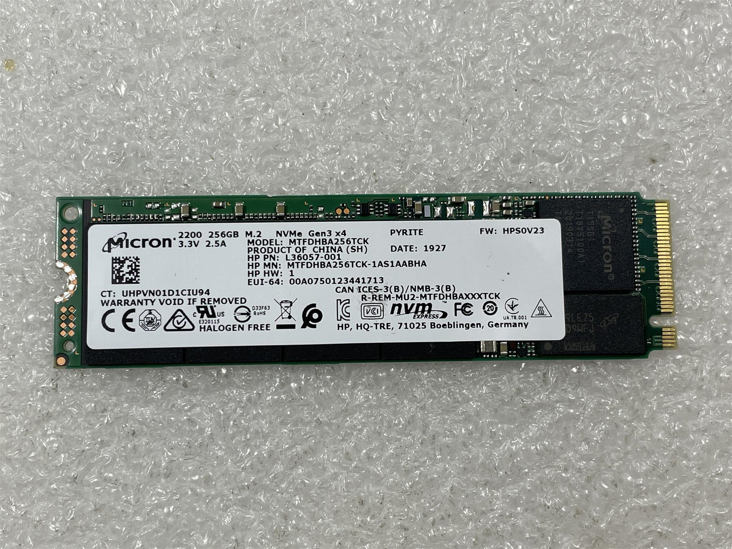 HP L29193-001 Micron 2200 256GB Solid State Drive SSD M.2 NVMe MTFDHBA256TCK NEW