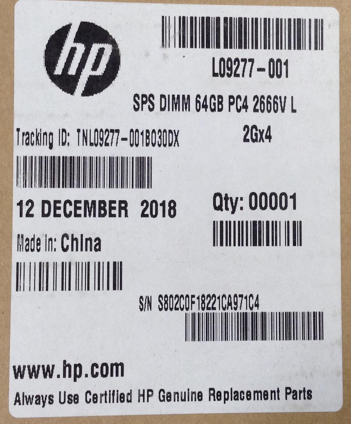 for HP Z8 G4 Workstation L09277-001 64 GB 2666 RAM 2666 ECC Original Genuine NEW