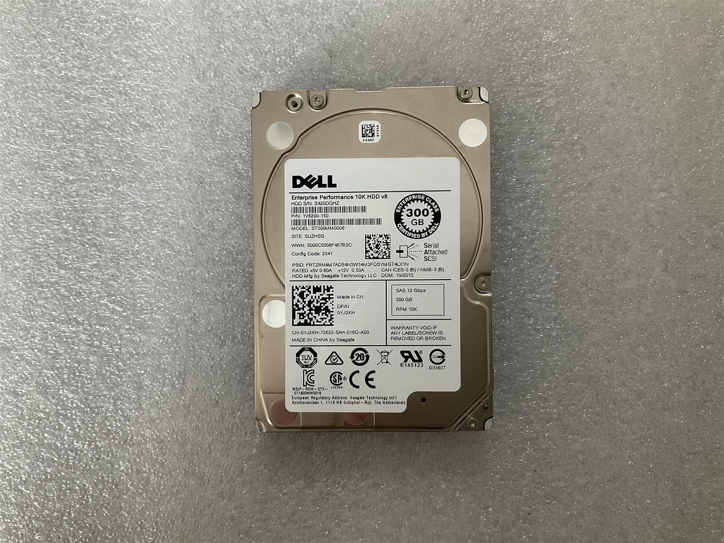 Seagate ST300MM0008 300GB 10K 2.5inch HDD Hard Disk Drive SAS  1V8200-150 0YJ2KH