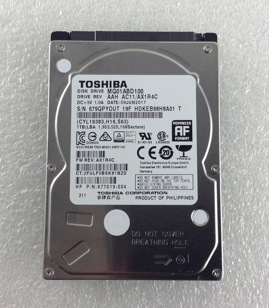 USED Toshiba MQ01ABD100 Hard Disk Drive 1TB 1000 GB SATA HDD 2.5 inch 5400 rpm