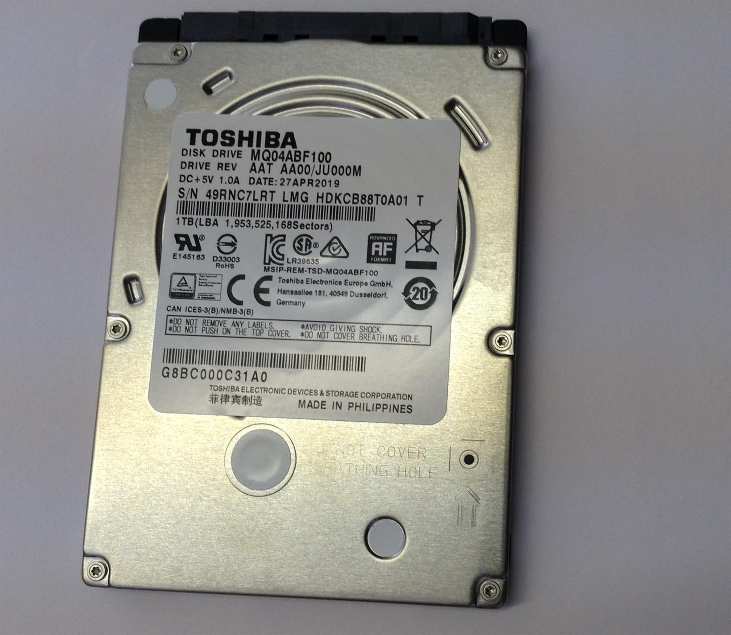 for HDD 1TB 2.5 5400RPM MQ04ABF100 Hard Disk Drive