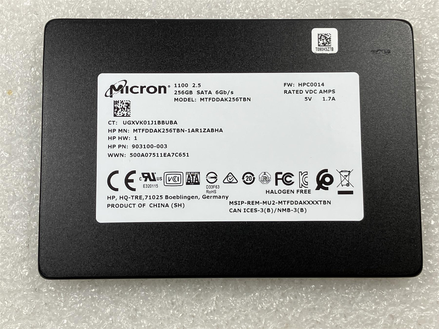 For HP L28687-001 Micron 1100 2.5 SATA Solid State Drive SSD 256GB MTFDDAK256TBN