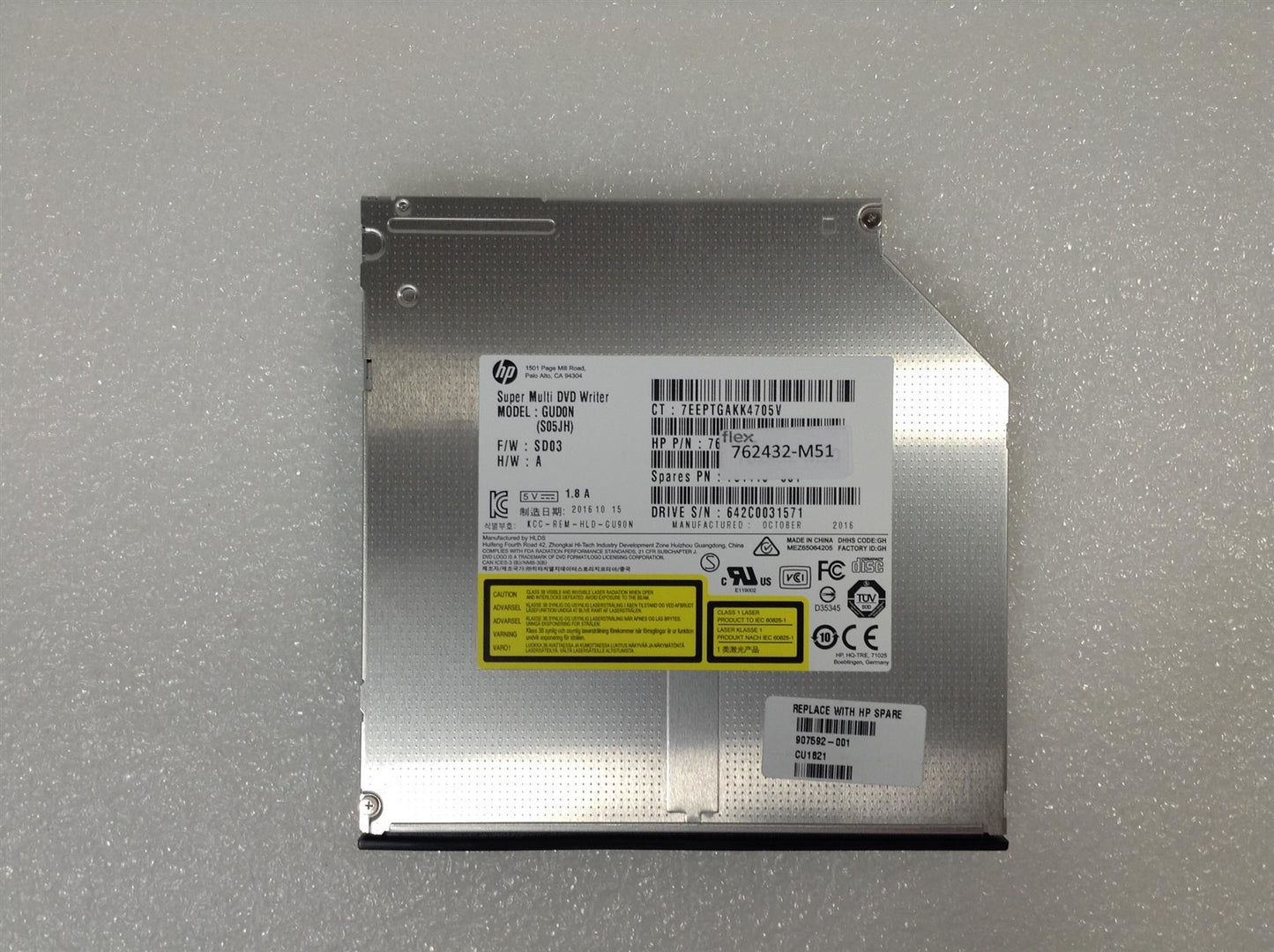 Hp Slim DVDDrive 907592-001 8XSMD 9.5mm JB HLDS C.Zeiss Genuine Original NEW