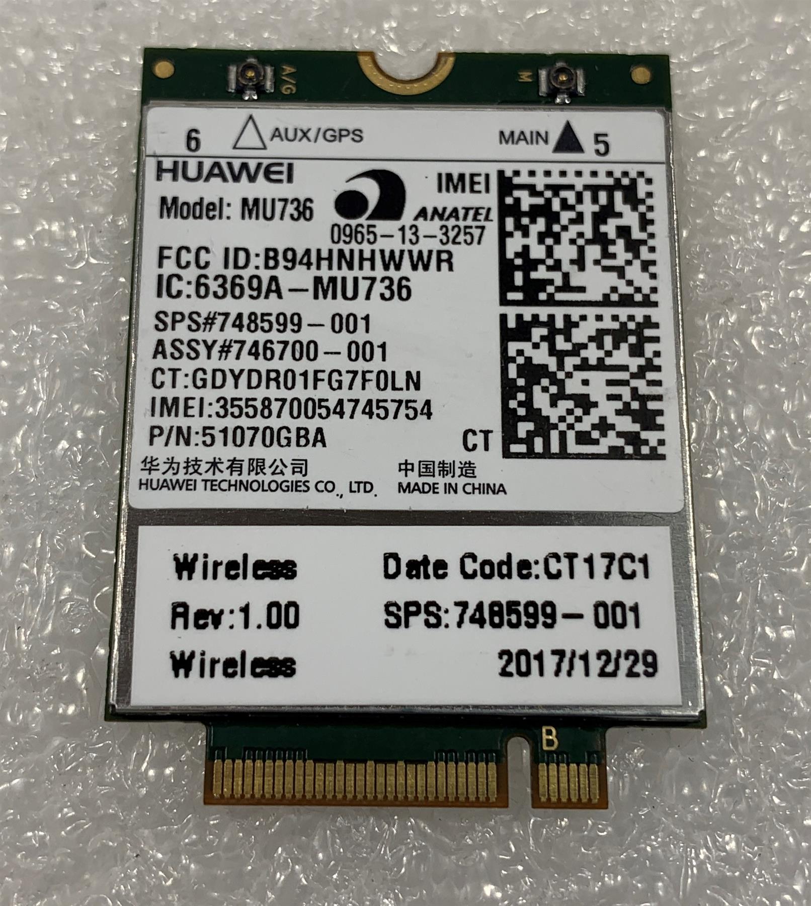 HP Pavilion 11 x360 PC 748599-001 MU736 HS3110 HSPA WWAN Module Broadb