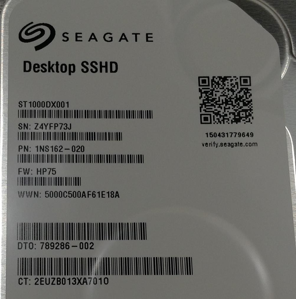 A102 - Seagate Desktop SSHD 1 TB 7200 ST1000DX001 865532-001 3.5 Inch Drive SATA NEW