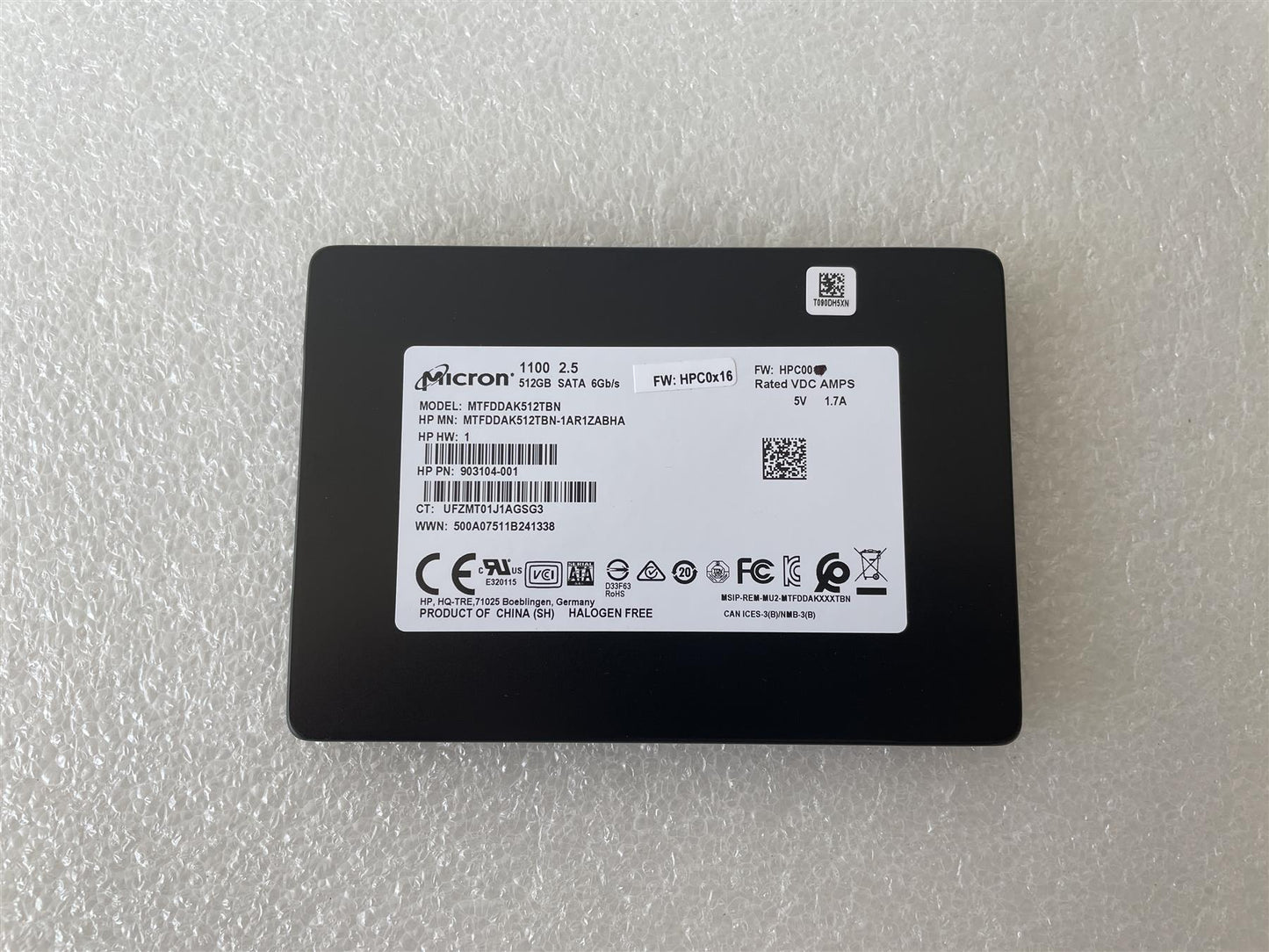 HP 795969-001 903104-001 Micron 1100 MTFDDAK512TBN 512GB SATA Solid State Drive