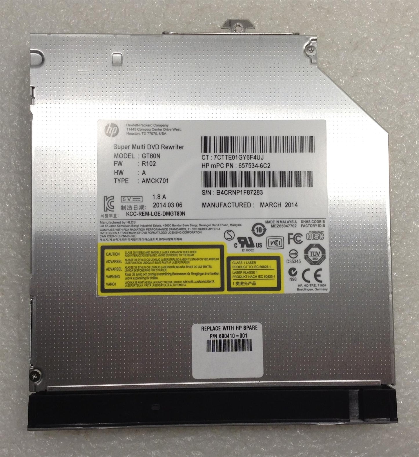 HP ELITEBOOK 8570P 690410-001 Z620 Workstation DVD Optic Optical drive GT80N NEW